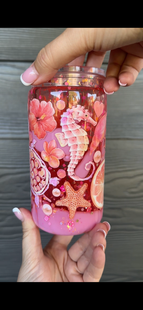 16oz Pink Sea Turtle Dual Lava Cup